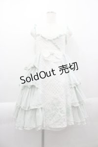 FRILL / ドット&カメオ刺繍ジャンパースカート  ミントＸアイボリー I-25-04-07-081-HN-OP-HD-ZI