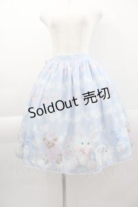 axes femme kawaii / ランドリー柄スカート  サックス I-25-04-07-088-AX-SK-HD-ZI