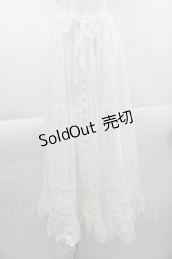 画像1: PINK HOUSE / リボンいっぱいフリルスカート  白 I-25-04-07-095-LO-SK-HD-ZI