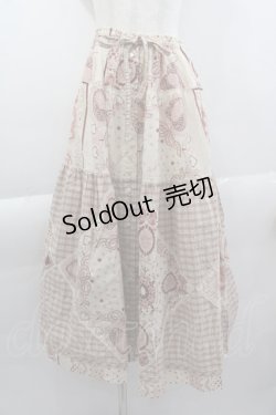 画像1: PINK HOUSE / バンダナプリントパッチワーク風スカート  ピンク I-25-04-07-098-LO-SK-HD-ZI