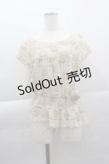 Cherir la femme / ねこ柄シルクトップス M ベージュ I-25-04-07-018-LO-TO-HD-ZI