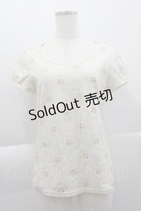 Cherir la femme / ねこ柄半袖Tシャツ M アイボリー I-25-04-07-020-LO-TS-HD-ZI