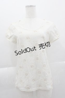 画像1: Cherir la femme / ねこ柄半袖Tシャツ M アイボリー I-25-04-07-020-LO-TS-HD-ZI