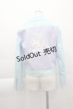 画像2: Nile Perch / ユニコーンワッペンドットカラーライダース  サックスＸラベンダー I-25-04-07-032-LO-JA-HD-ZI