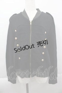 画像1: MALKOMALKA / ナポレオンフロントZIPカーディガン  黒 I-25-04-07-037-PU-TO-HD-ZI