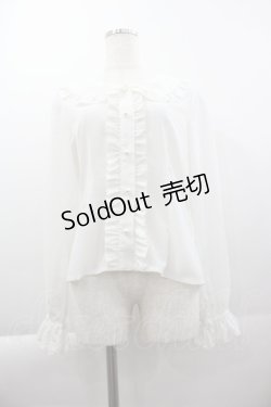 画像1: BABY,THE STARS SHINE BRIGHT / Ribbonデシンブラウス  白 I-25-04-07-005-BA-BL-HD-ZI