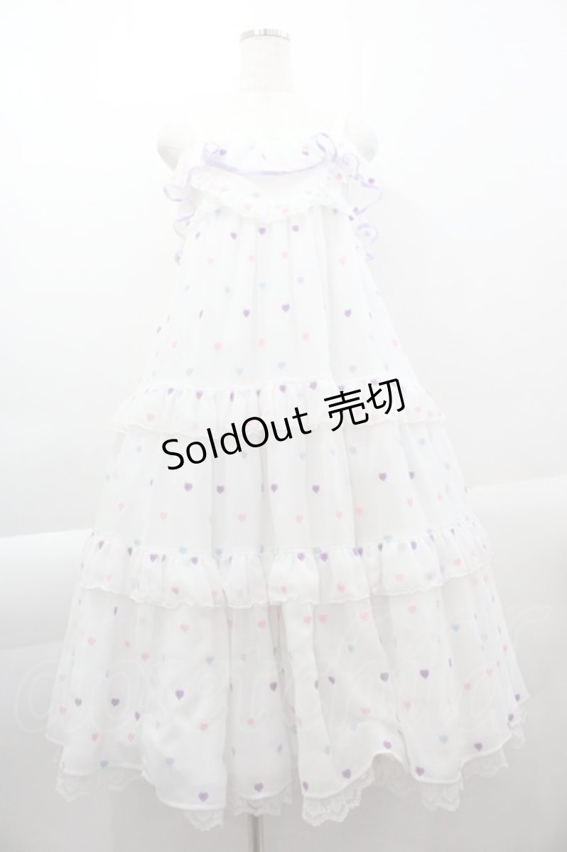 画像1: Angelic Pretty / Candy Petit Heartジャンパースカート  白 I-25-04-07-049-AP-OP-HD-ZI (1)