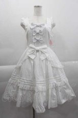 画像1: metamorphose / はしごレースピンタックリボンジャンパースカート 1 白　 I-25-04-10-048-ME-OP-HD-ZI (1)