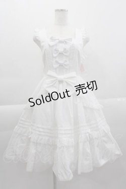 画像1: metamorphose / はしごレースピンタックリボンジャンパースカート 1 白　 I-25-04-10-048-ME-OP-HD-ZI
