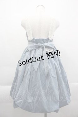 画像2: BUNNY・魔法森林・（海外ロリータブランド） / ファーリボン別珍ジャンパースカート  サックスＸ白 I-25-04-10-052-LO-OP-HD-ZI