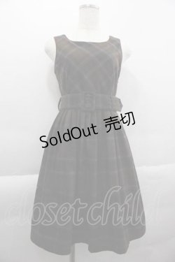 画像1: F i.n.t / 起毛チェックパイピングワンピース  グリーンチェック I-25-04-10-068-CA-OP-HD-ZI
