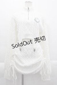 DimMoire / クロップドニットSETUP  白 I-25-04-10-069-LO-OP-HD-ZI