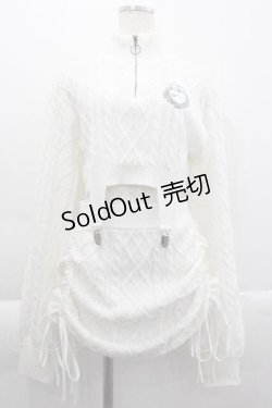 画像1: DimMoire / クロップドニットSETUP  白 I-25-04-10-069-LO-OP-HD-ZI