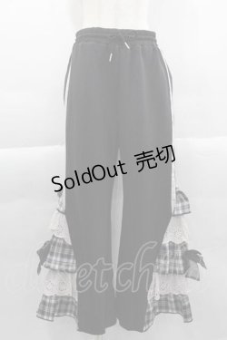 画像1: Jamieエーエヌケー / リボンパッチワークパンツ  黒Ｘ白 I-25-04-10-086-LO-PA-HD-ZI