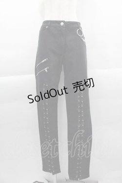 画像1: KILLSTAR / レースアップ&ZIPパンツ L ブラック I-25-04-10-089-PU-PA-HD-ZI