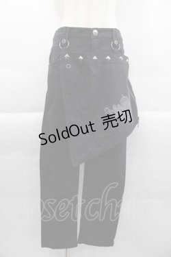 画像1: ALGONQUINS / 刺繍フラップ付きパンツ  ブラック I-25-04-10-090-AL-PA-HD-ZI