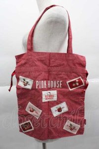 PINK HOUSE / PINK HOUSE×HELLO KITTY ネームワッペン使い巾着バッグ  レッド I-25-04-10-099-LO-BG-HD-ZI
