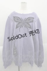 axes femme POETIQUE / バタフライダメージニットプルオーバー  ラベンダー I-25-04-10-012-AX-TO-HD-ZI