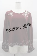 axes femme / パピヨン×ローズ刺繍リブプルオーバー M ワイン I-25-04-10-013-AX-TO-HD-ZI