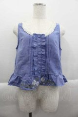 axes femme / 薔薇刺繍ダンガリーベスト  ブルー I-25-04-10-015-AX-TO-HD-ZI