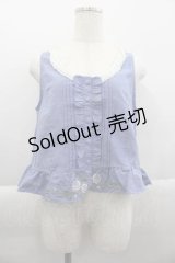 axes femme / 薔薇刺繍ダンガリーベスト  ブルー I-25-04-10-015-AX-TO-HD-ZI