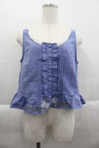 axes femme / 薔薇刺繍ダンガリーベスト  ブルー I-25-04-10-015-AX-TO-HD-ZI