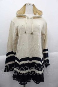 axes femme / ニットパーカー  アイボリーＸネイビー I-25-04-10-017-AX-TO-HD-ZI