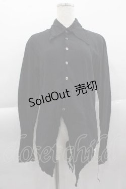 画像1: BPN FOR MEN / 切りっぱなし裾アシメシャツ M ブラック I-25-04-10-024-GO-BL-HD-ZI