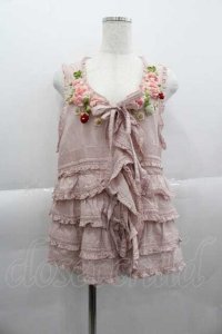 PINK HOUSE / Berry Roseモチーフ付きベスト  ピンク I-25-04-10-036-LO-TO-HD-ZI