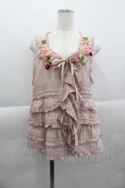 画像1: PINK HOUSE / Berry Roseモチーフ付きベスト  ピンク I-25-04-10-036-LO-TO-HD-ZI