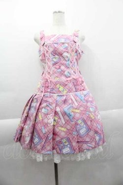画像1: Angelic Pretty / Fancy Stationeryローウエストジャンパースカート  ピンク I-25-04-10-043-AP-OP-HD-ZI