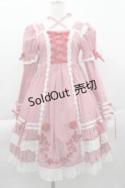 画像1: BABY,THE STARS SHINE BRIGHT / ギンガムチェック巻きバラドールワンピース＆ヘッドドレス  赤 I-25-04-10-045-BA-OP-HD-ZI
