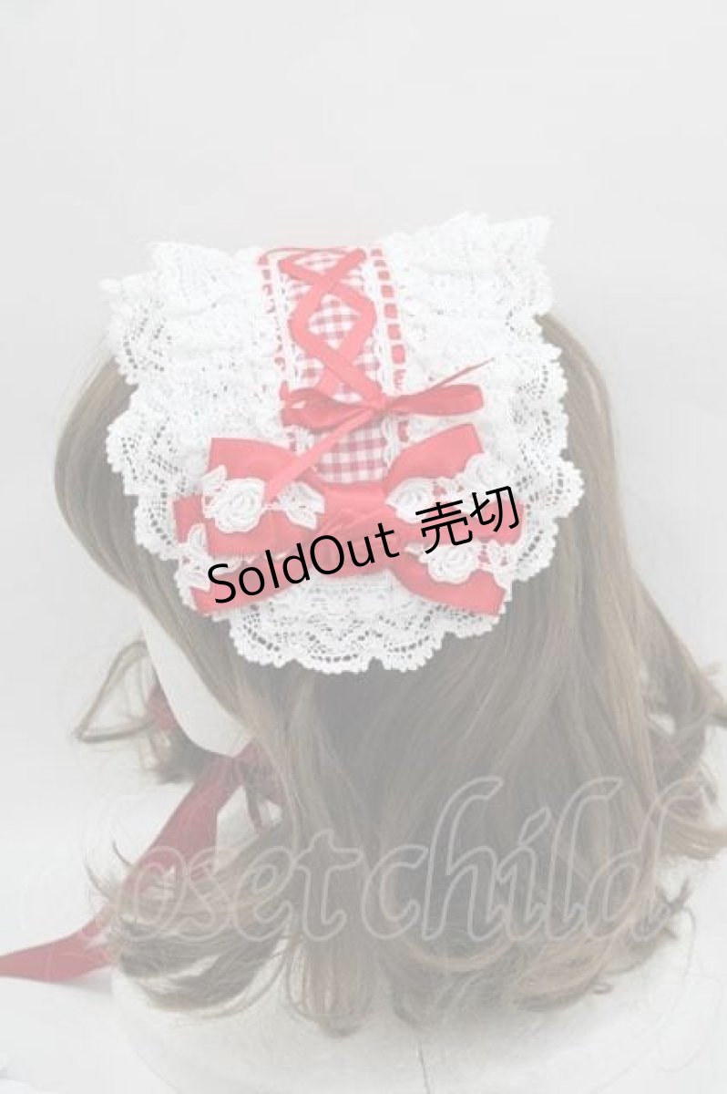 画像4: BABY,THE STARS SHINE BRIGHT / ギンガムチェック巻きバラドールワンピース＆ヘッドドレス  赤 I-25-04-10-045-BA-OP-HD-ZI (4)