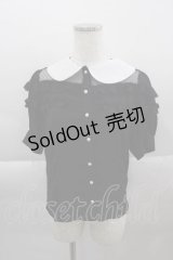 Jamieエーエヌケー / シフォン半袖ブラウス  黒Ｘ白 I-25-04-12-051-LO-BL-HD-ZI