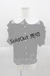 Jamieエーエヌケー / シフォン半袖ブラウス  黒Ｘ白 I-25-04-12-051-LO-BL-HD-ZI
