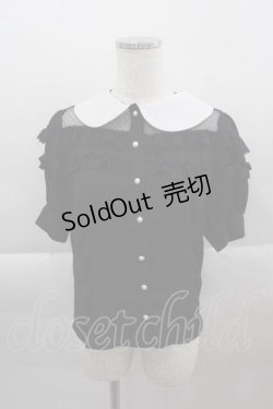 画像1: Jamieエーエヌケー / シフォン半袖ブラウス  黒Ｘ白 I-25-04-12-051-LO-BL-HD-ZI