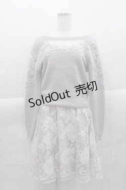画像1: LIZ LISA / お花チュールニットトップス&フラワーチュールキャミワンピースセット  グレーＸ白 I-25-04-12-057-LO-OP-HD-ZI