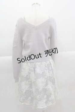 画像2: LIZ LISA / お花チュールニットトップス&フラワーチュールキャミワンピースセット  グレーＸ白 I-25-04-12-057-LO-OP-HD-ZI