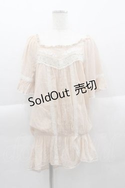 画像1: LIZ LISA / フラワーレース刺繍半袖トップス  ピンクＸ白 I-25-04-12-060-LO-TO-HD-ZI