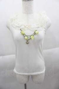 LIZ LISA / 薔薇モチーフチェーンノースリーブトップス  白 I-25-04-12-066-LO-TO-HD-ZI
