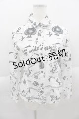 BATSU / トランププリントシャツ  白Ｘ黒 I-25-04-12-075-PU-BL-HD-ZI
