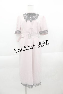画像1: Jamieエーエヌケー / レース切り替え半袖ワンピース  ピンクＸ黒 I-25-04-12-086-LO-OP-HD-ZI