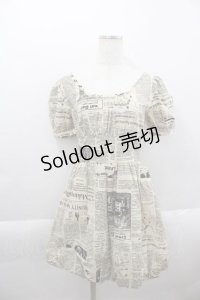 pays des fees  //新聞紙バルーンワンピース  アイボリー I-25-04-12-115-PU-OP-HD-ZI