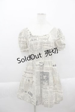 画像1: pays des fees  //新聞紙バルーンワンピース  アイボリー I-25-04-12-115-PU-OP-HD-ZI