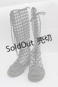 Dr.Martens （Getta Grip） / ギンガムチェック20ホールZIPブーツ UK4 黒Ｘ白チェック I-25-04-12-003-PU-SH-HD-ZI