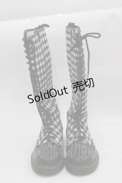 画像2: Dr.Martens （Getta Grip） / ギンガムチェック20ホールZIPブーツ UK4 黒Ｘ白チェック I-25-04-12-003-PU-SH-HD-ZI
