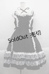 DearMyLoveEmily / ミルフィーユフリルジャンパースカート  黒Ｘ白 I-25-04-16-065-LO-OP-HD-ZI