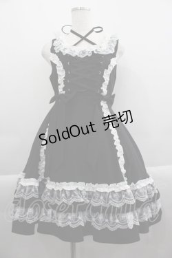 画像1: DearMyLoveEmily / ミルフィーユフリルジャンパースカート  黒Ｘ白 I-25-04-16-065-LO-OP-HD-ZI