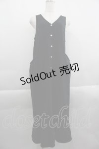 Ph Blue / スナップボタンノースリーブワンピース  黒 I-25-04-16-070-LO-OP-HD-ZI