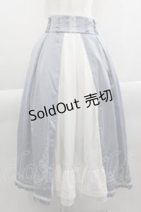 頌歌女神 / フロント刺繍ロングスカート L サックス I-25-04-16-086-LO-SK-HD-ZI